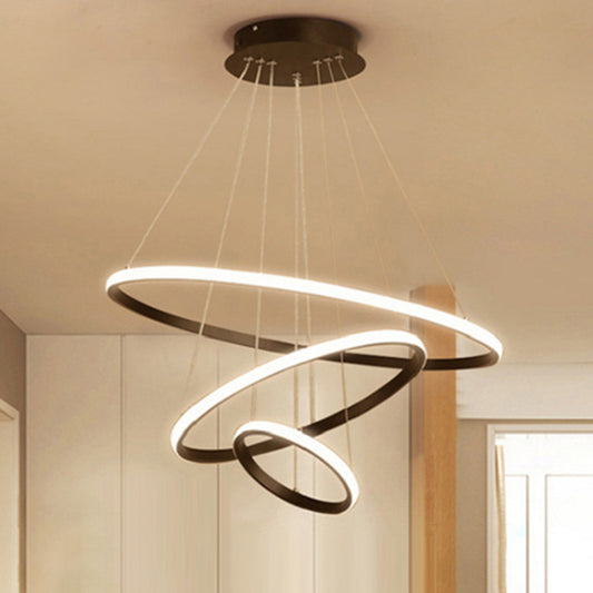 Circular LED Ceiling Suspension Lamp Minimalism Acrylic Chandelier for Dining Room Coffee Clearhalo 'Ceiling Lights' 'Chandeliers' 'Modern Chandeliers' 'Modern' Lighting' 2275303