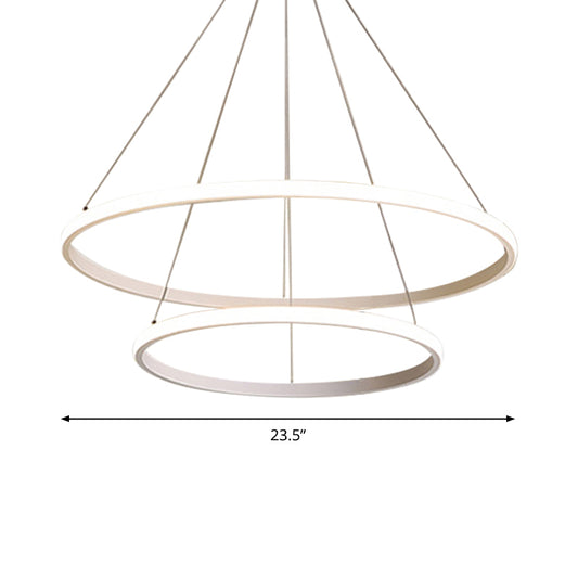 Minimalistic LED Hanging Ceiling Light White Loop Shaped Chandelier with Acrylic Shade Clearhalo 'Ceiling Lights' 'Chandeliers' 'Modern Chandeliers' 'Modern' Lighting' 2275308