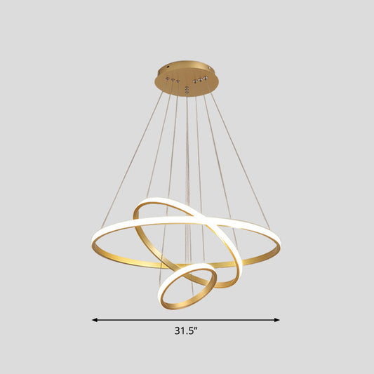 Acrylic Loop LED Pendant Light Simplicity Chandelier Lighting Fixture for Living Room Gold 31.5" Clearhalo 'Ceiling Lights' 'Chandeliers' 'Modern Chandeliers' 'Modern' Lighting' 2275319