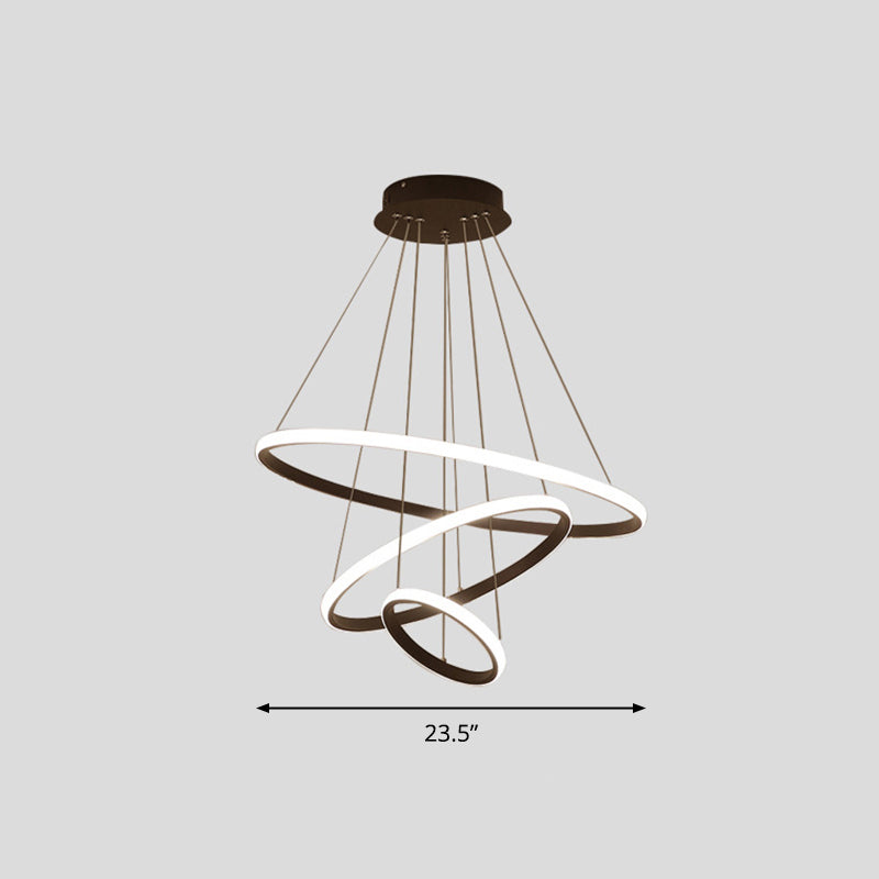 Acrylic Loop LED Pendant Light Simplicity Chandelier Lighting Fixture for Living Room Black 23.5" Clearhalo 'Ceiling Lights' 'Chandeliers' 'Modern Chandeliers' 'Modern' Lighting' 2275322