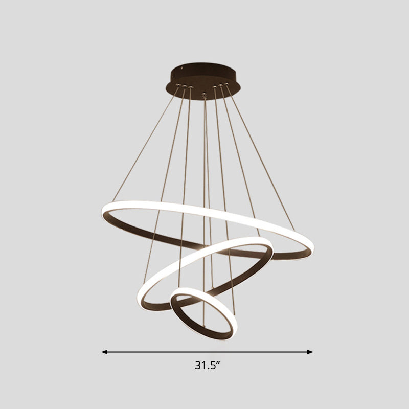 Acrylic Loop LED Pendant Light Simplicity Chandelier Lighting Fixture for Living Room Black 31.5" Clearhalo 'Ceiling Lights' 'Chandeliers' 'Modern Chandeliers' 'Modern' Lighting' 2275323