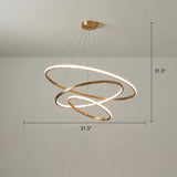 Modern Circular LED Chandelier Metal Sitting Room Suspension Lighting in Gold 3 Gold Large Clearhalo 'Ceiling Lights' 'Chandeliers' 'Modern Chandeliers' 'Modern' Lighting' 2275326