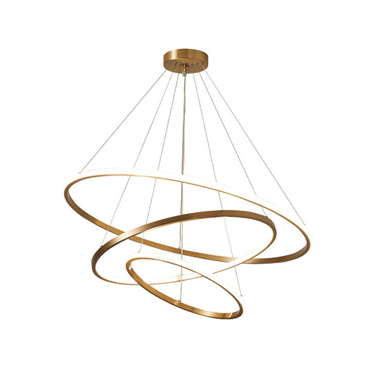 Modern Circular LED Chandelier Metal Sitting Room Suspension Lighting in Gold Clearhalo 'Ceiling Lights' 'Chandeliers' 'Modern Chandeliers' 'Modern' Lighting' 2275328