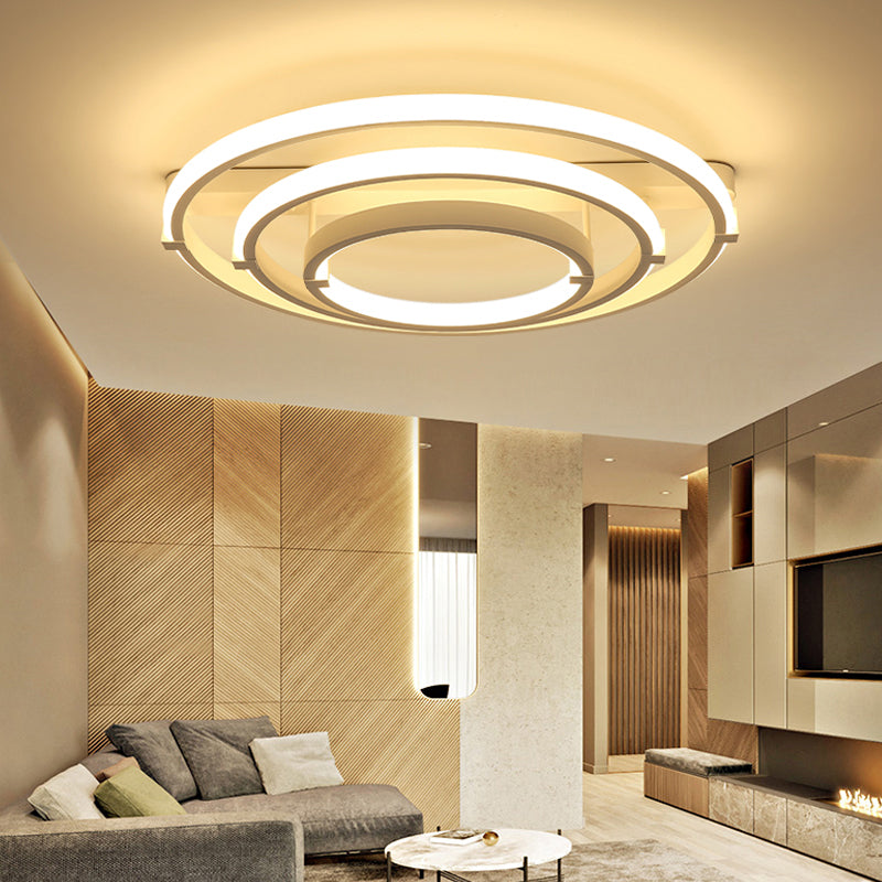 Metal Loop Shaped LED Ceiling Fixture Minimalistic White Semi Flush Light for Living Room Clearhalo 'Ceiling Lights' 'Close To Ceiling Lights' 'Close to ceiling' 'Semi-flushmount' Lighting' 2275342