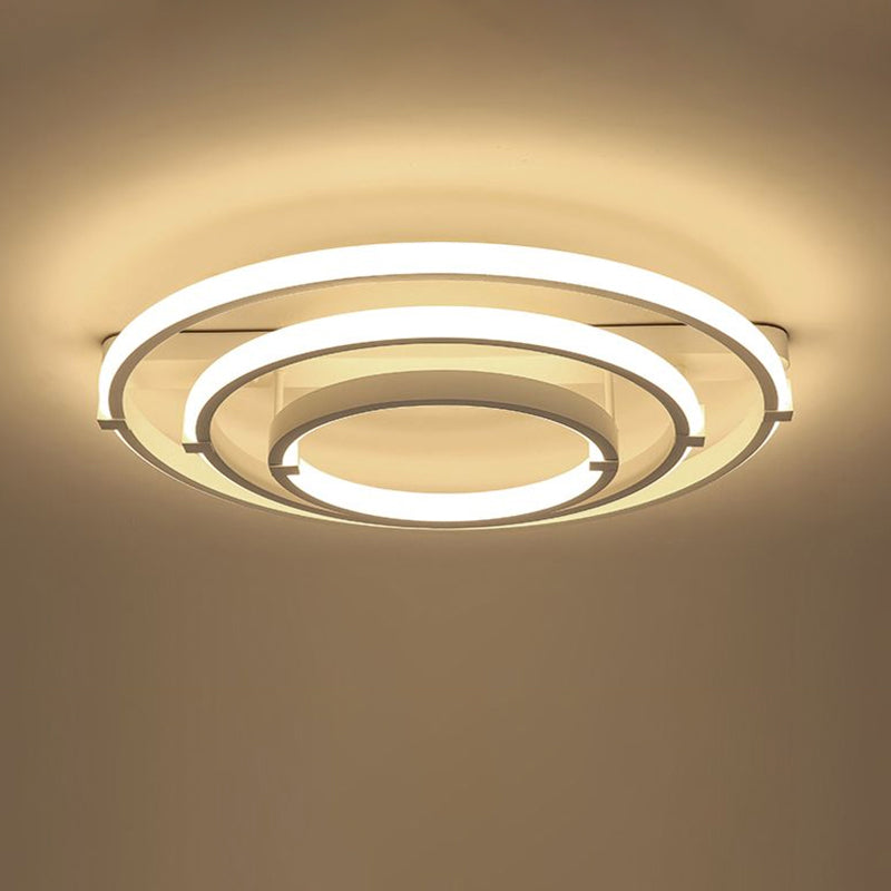Loop Light Fixture Metal Loop Shaped LED Ceiling Fixture Minimalistic White Semi Flush ...