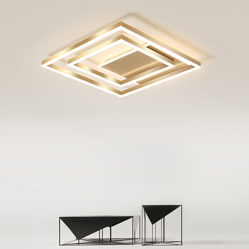 Brushed Gold Square Ceiling Light Minimalist LED Acrylic Semi Flush Mount Light Fixture Clearhalo 'Ceiling Lights' 'Close To Ceiling Lights' 'Close to ceiling' 'Semi-flushmount' Lighting' 2275353
