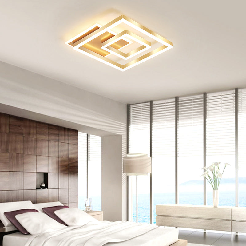Brushed Gold Square Ceiling Light Minimalist LED Acrylic Semi Flush Mount Light Fixture Clearhalo 'Ceiling Lights' 'Close To Ceiling Lights' 'Close to ceiling' 'Semi-flushmount' Lighting' 2275360