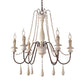 Retro Style Draping Bead Suspension Light 8 Heads Wood Chandelier Light with Candlestick Clearhalo 'Ceiling Lights' 'Chandeliers' Lighting' options 2275396