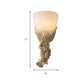 Bowl Frosted Glass Wall Light Fixture Vintage 1 Light Living Room with White/Gold Angel toward Right/Left Clearhalo 'Wall Lamps & Sconces' 'Wall Lights' Lighting' 227542