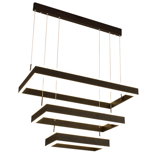Minimalist Tiered Rectangle Chandelier Lighting Acrylic Living Room LED Pendant Light in Black Clearhalo 'Ceiling Lights' 'Chandeliers' 'Modern Chandeliers' 'Modern' Lighting' 2275435