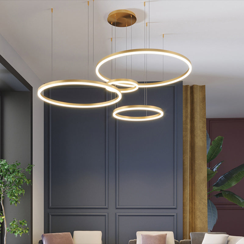 Tiered Hoop Living Room Chandelier Lighting Acrylic Minimalist LED Pendant Light in Gold Clearhalo 'Ceiling Lights' 'Chandeliers' 'Modern Chandeliers' 'Modern' Lighting' 2275493