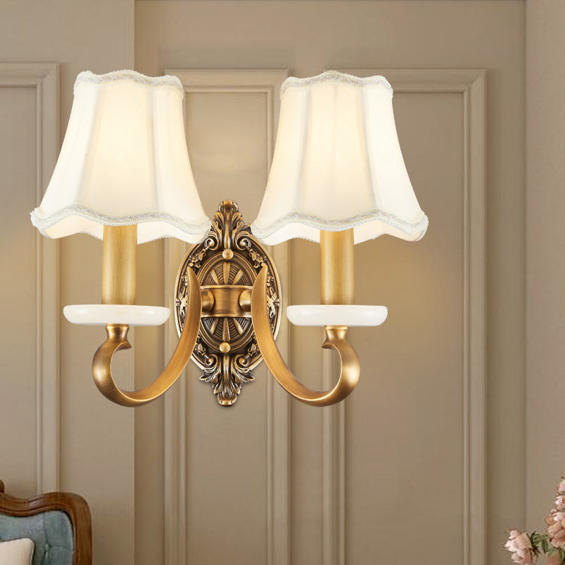 White Flared Wall Lamp Traditional Fabric Dining Room Wall Lighting with Jade Deco Clearhalo 'Wall Lamps & Sconces' 'Wall Lights' Lighting' 2275517