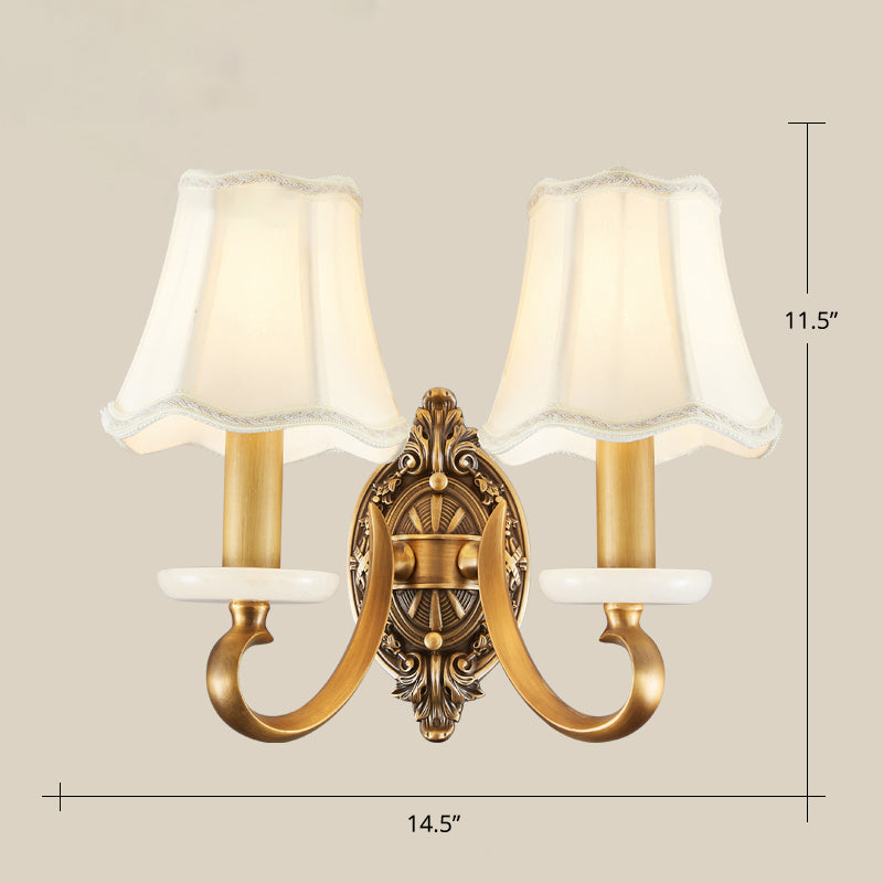 White Flared Wall Lamp Traditional Fabric Dining Room Wall Lighting with Jade Deco 2.0 White Clearhalo 'Wall Lamps & Sconces' 'Wall Lights' Lighting' 2275518