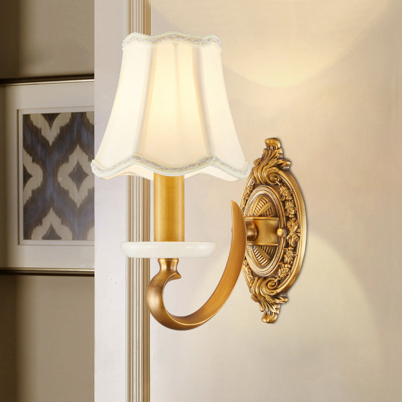 White Flared Wall Lamp Traditional Fabric Dining Room Wall Lighting with Jade Deco Clearhalo 'Wall Lamps & Sconces' 'Wall Lights' Lighting' 2275519