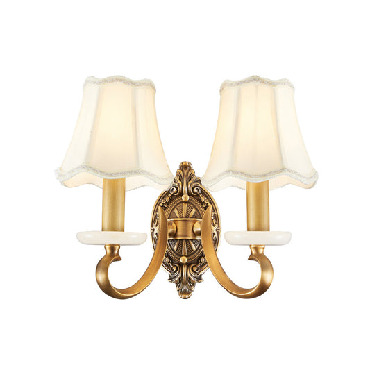 White Flared Wall Lamp Traditional Fabric Dining Room Wall Lighting with Jade Deco Clearhalo 'Wall Lamps & Sconces' 'Wall Lights' Lighting' 2275521
