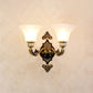 Wall Lighting Sconce Classic Carved Arm Metal Wall Mount Light with White Glass Shade 2.0 White D Clearhalo 'Wall Lamps & Sconces' 'Wall Lights' Lighting' 2275562