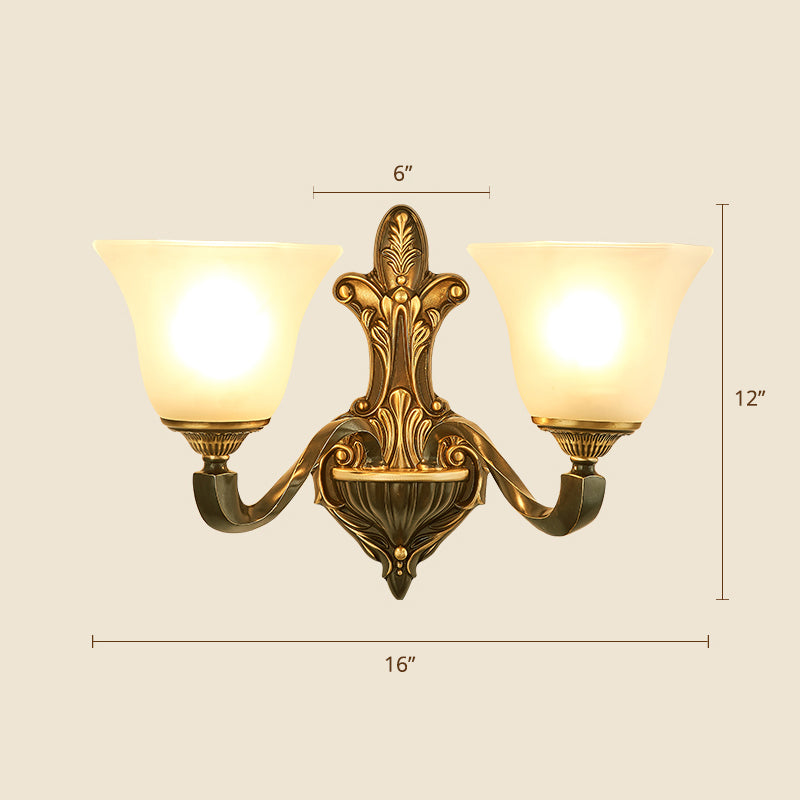 Frost Glass White Sconce Light Fixture Bell Shade Traditional Wall Lighting Ideas 2.0 White A Clearhalo 'Wall Lamps & Sconces' 'Wall Lights' Lighting' 2275579