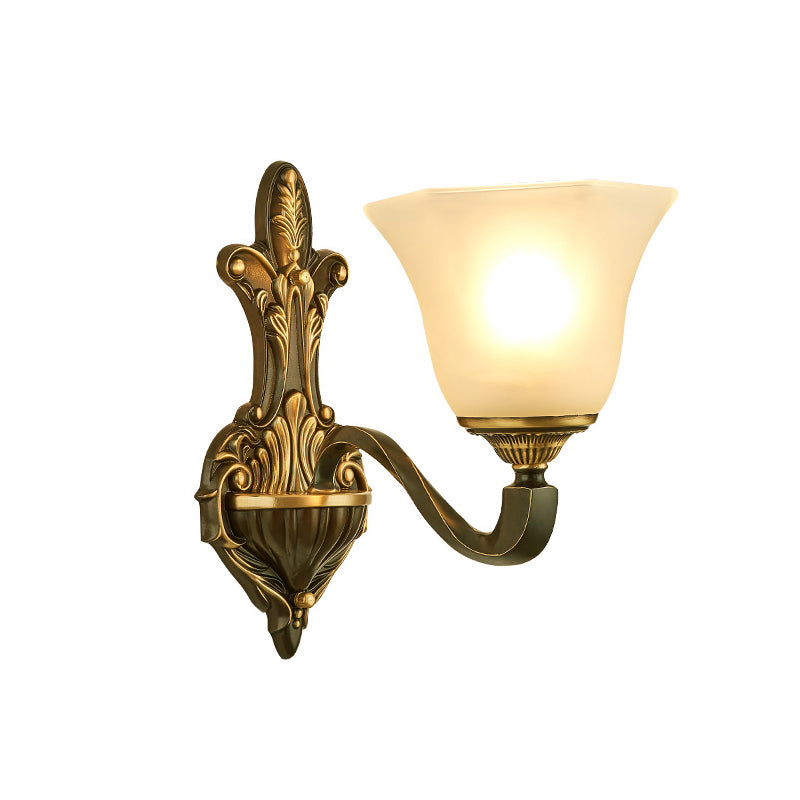 Frost Glass White Sconce Light Fixture Bell Shade Traditional Wall Lighting Ideas Clearhalo 'Wall Lamps & Sconces' 'Wall Lights' Lighting' 2275585