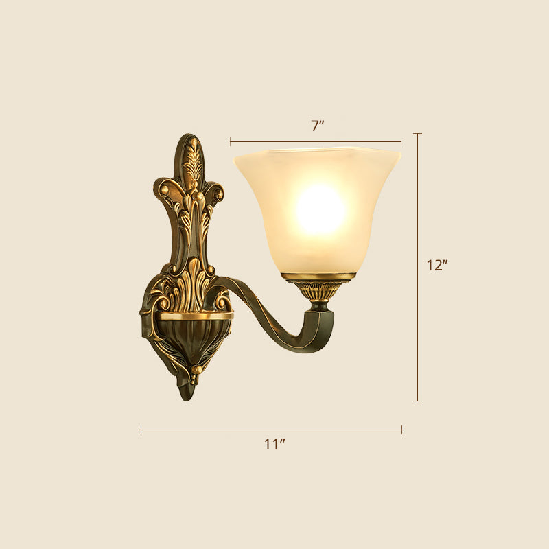 Frost Glass White Sconce Light Fixture Bell Shade Traditional Wall Lighting Ideas 1.0 White A Clearhalo 'Wall Lamps & Sconces' 'Wall Lights' Lighting' 2275586