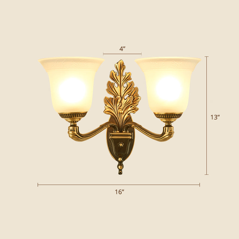 Frost Glass White Sconce Light Fixture Bell Shade Traditional Wall Lighting Ideas 2.0 White C Clearhalo 'Wall Lamps & Sconces' 'Wall Lights' Lighting' 2275587