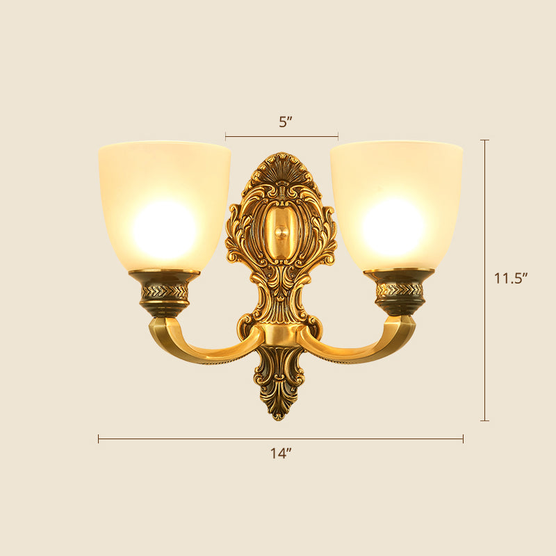Frost Glass White Sconce Light Fixture Bell Shade Traditional Wall Lighting Ideas 2.0 White D Clearhalo 'Wall Lamps & Sconces' 'Wall Lights' Lighting' 2275589