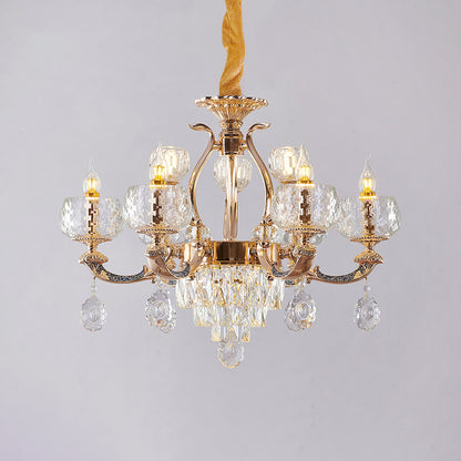 Chandelier Lighting Traditional Dining Room Hanging Light with Bowl Clear Rippled Glass Shade 9 Clear Clearhalo 'Ceiling Lights' 'Chandeliers' Lighting' options 2275606_9c8b4567-1408-4d01-8e2c-5f285856b2a7