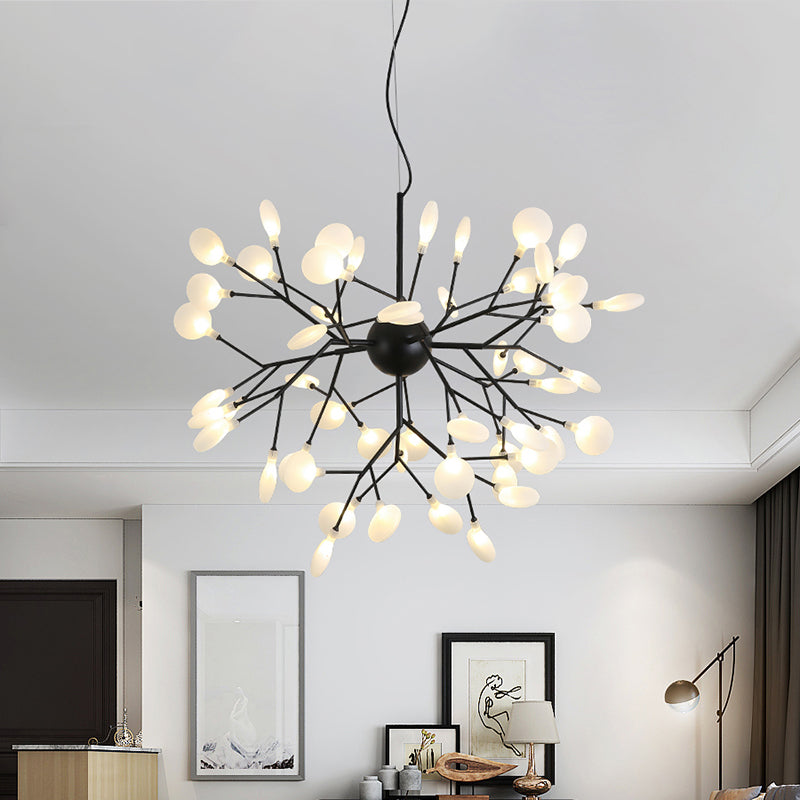 Acrylic Fireflies Hanging Lamp Minimalist Black Finish LED Pendant Chandelier Light Clearhalo 'Ceiling Lights' 'Chandeliers' 'Modern Chandeliers' 'Modern' Lighting' 2275644