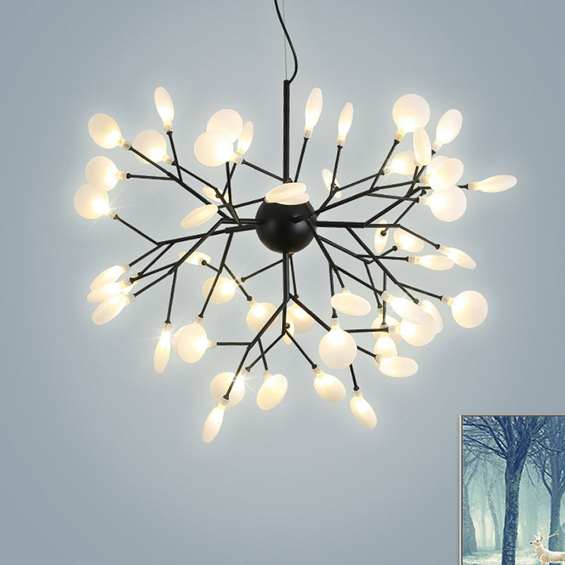 Acrylic Fireflies Hanging Lamp Minimalist Black Finish LED Pendant Chandelier Light Clearhalo 'Ceiling Lights' 'Chandeliers' 'Modern Chandeliers' 'Modern' Lighting' 2275647