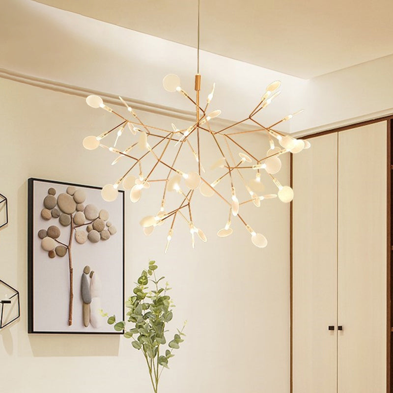 Foliage Dining Room Pendant Lighting Acrylic Simplicity Hanging Chandelier in Gold Clearhalo 'Ceiling Lights' 'Chandeliers' 'Modern Chandeliers' 'Modern' Lighting' 2275652