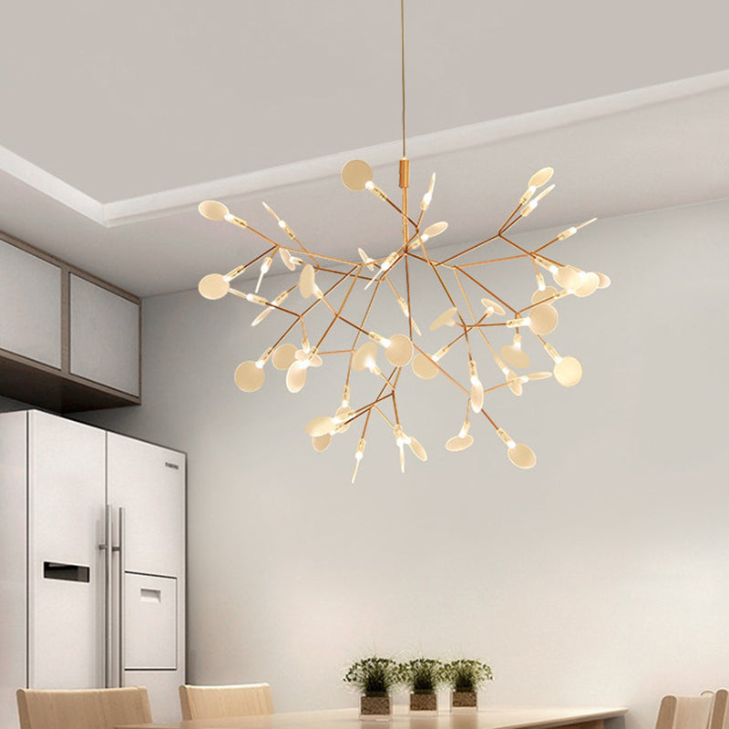 Foliage Dining Room Pendant Lighting Acrylic Simplicity Hanging Chandelier in Gold Clearhalo 'Ceiling Lights' 'Chandeliers' 'Modern Chandeliers' 'Modern' Lighting' 2275653