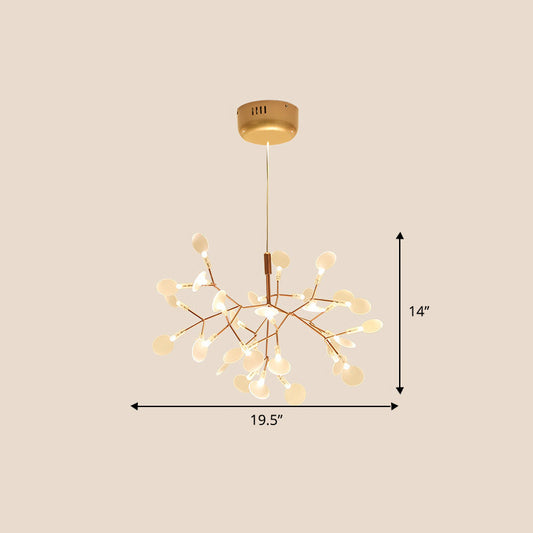 Foliage Dining Room Pendant Lighting Acrylic Simplicity Hanging Chandelier in Gold 30 Gold Clearhalo 'Ceiling Lights' 'Chandeliers' 'Modern Chandeliers' 'Modern' Lighting' 2275654