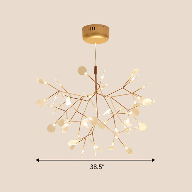 Foliage Dining Room Pendant Lighting Acrylic Simplicity Hanging Chandelier in Gold 63 Gold Clearhalo 'Ceiling Lights' 'Chandeliers' 'Modern Chandeliers' 'Modern' Lighting' 2275656