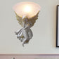 Flared Living Room Wall Light Fixture Simple Style Frosted/Amber Glass 1 Light Sconce Light with Gold/White Angel toward Right/Left Clearhalo 'Wall Lamps & Sconces' 'Wall Lights' Lighting' 227571