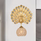 Gold Peacock Wall Mounted Light Vintage Resin 1 Light Living Room Sconce Light with Dome Shade, 8"/14" Wide Clearhalo 'Wall Lamps & Sconces' 'Wall Lights' Lighting' 227596