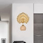 Gold Peacock Wall Mounted Light Vintage Resin 1 Light Living Room Sconce Light with Dome Shade, 8"/14" Wide Gold 14" Clearhalo 'Wall Lamps & Sconces' 'Wall Lights' Lighting' 227597