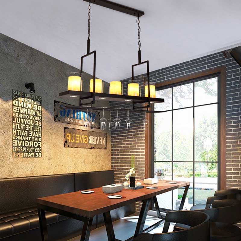 Cylinder Glass Island Light Traditional 3/5 Lights Dining Room Ceiling Light with Inner Yellow Marble Shade Clearhalo 'Ceiling Lights' 'Close To Ceiling Lights' 'Glass shade' 'Glass' 'Island Lights' Lighting' 227754