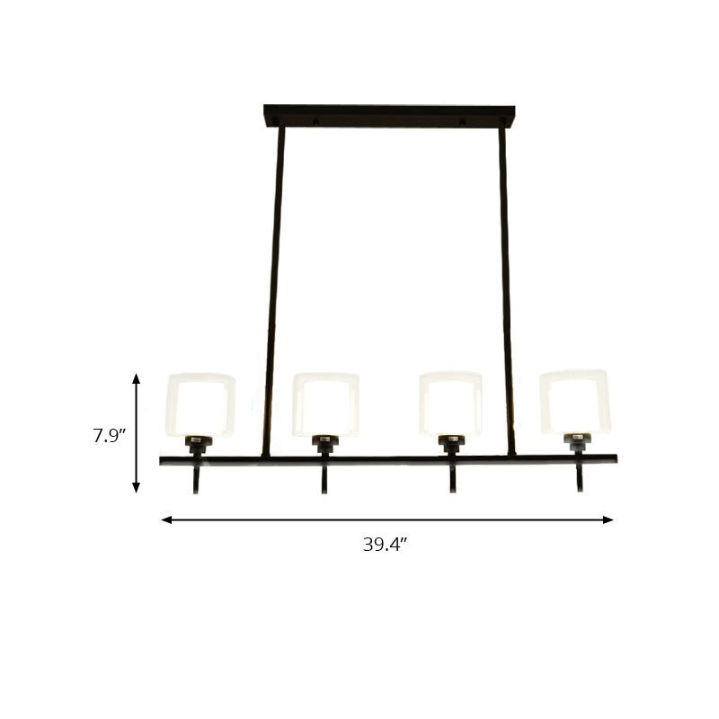 Cylinder Dining Room Island Lamp Traditional 3/4 Lights Hanging Light with Inner White Glass Shade Clearhalo 'Ceiling Lights' 'Glass shade' 'Glass' 'Island Lights' Lighting' 227788
