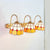 3 Heads Bedroom Sconce Light Tiffany Gold Wall Mount Light with Dome Yellow/Blue Glass Shade Yellow Clearhalo 'Industrial' 'Middle century wall lights' 'Tiffany wall lights' 'Tiffany' 'Wall Lamps & Sconces' 'Wall Lights' Lighting' 22795
