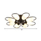 3/6/8 Lights Semi Flush Mount Traditional Flower Shape White Glass Ceiling Light in Black for Living Room Clearhalo 'Ceiling Lights' 'Close To Ceiling Lights' 'Close to ceiling' 'Glass shade' 'Glass' 'Semi-flushmount' Lighting' 228033