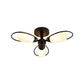 3/6/8 Lights Semi Flush Mount Traditional Flower Shape White Glass Ceiling Light in Black for Living Room Clearhalo 'Ceiling Lights' 'Close To Ceiling Lights' 'Close to ceiling' 'Glass shade' 'Glass' 'Semi-flushmount' Lighting' 228038