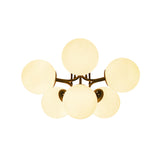 3/6 Lights Living Room Ceiling Light Fixture Traditional Black Semi Flush with Globe White Glass Shade Clearhalo 'Ceiling Lights' 'Close To Ceiling Lights' 'Close to ceiling' 'Glass shade' 'Glass' 'Semi-flushmount' Lighting' 228054