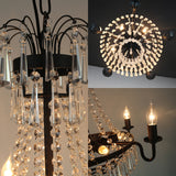 5 Lights Crystal Empire Chandelier Light Country Black Exposed Bulb Living Room Pendant Lighting Clearhalo 'Ceiling Lights' 'Chandeliers' Lighting' options 228087