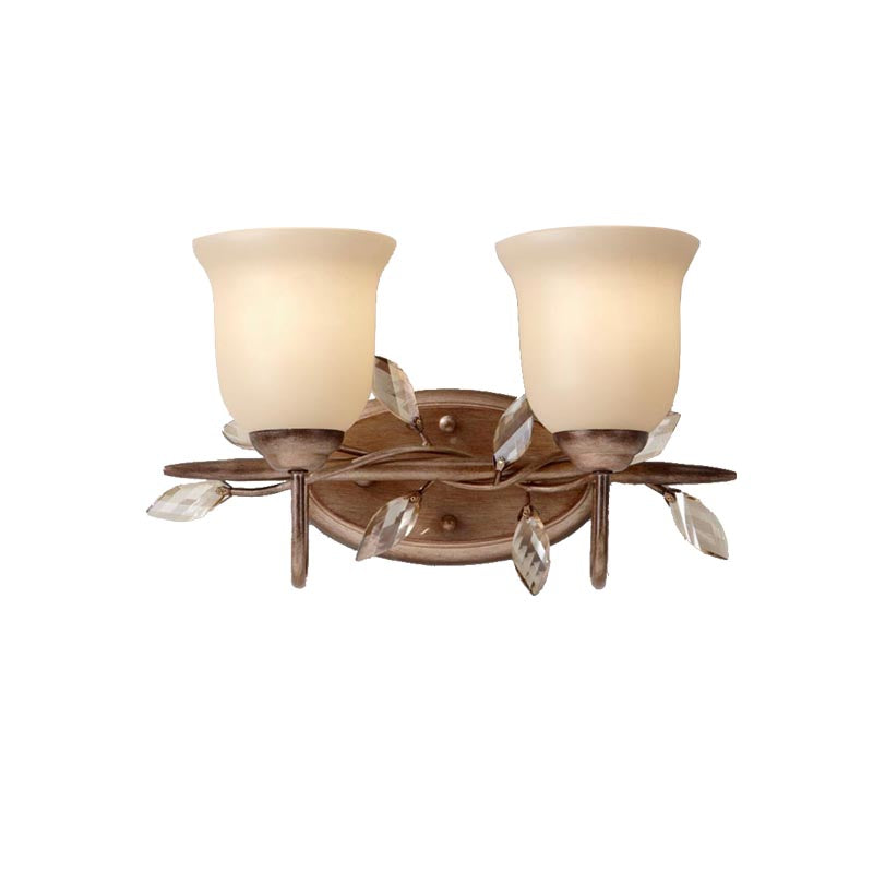 Frosted Glass Bell Shape Sconce Light Traditional 1/2/3 Lights Bedroom Wall Mounted Light with Coffee Backplate Clearhalo 'Vanity Lights' 'Wall Lights' Lighting' 228107