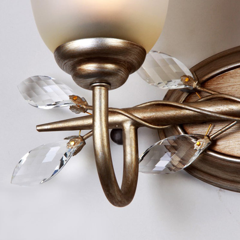 Frosted Glass Bell Shape Sconce Light Traditional 1/2/3 Lights Bedroom Wall Mounted Light with Coffee Backplate Clearhalo 'Vanity Lights' 'Wall Lights' Lighting' 228112