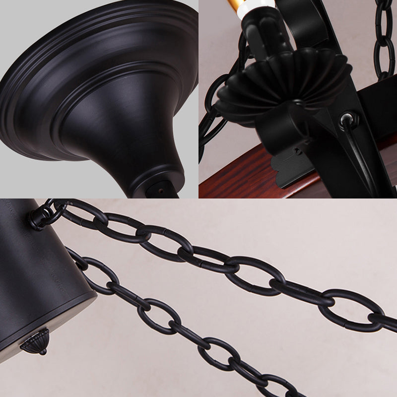 Red Brown Candle Chandelier Lamp Country Wood 3/5/6 Lights Dining Room Hanging Light Clearhalo 'Ceiling Lights' 'Chandeliers' Lighting' options 228169