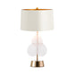 Drum Glass Table Lamp Vintage 1 Light Bedside Nightstand Lamp in White/Gold Fininsh with Crystal Leaf Decoration Clearhalo 'Lamps' 'Table Lamps' Lighting' 228172