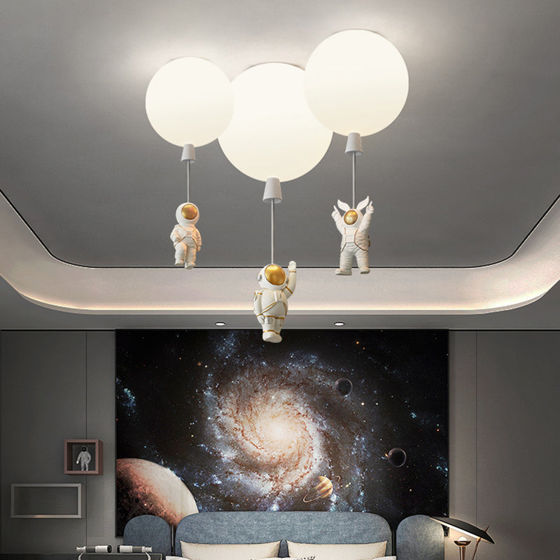 Creative Balloon Ceiling Mount Light Silica Gel 1 Bulb Bedroom Flush Light with Astronaut Decoration Clearhalo 'Ceiling Lights' 'Close To Ceiling Lights' 'Close to ceiling' 'Flush mount' Lighting' 2282358