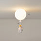 Creative Balloon Ceiling Mount Light Silica Gel 1 Bulb Bedroom Flush Light with Astronaut Decoration White 12" B Clearhalo 'Ceiling Lights' 'Close To Ceiling Lights' 'Close to ceiling' 'Flush mount' Lighting' 2282365