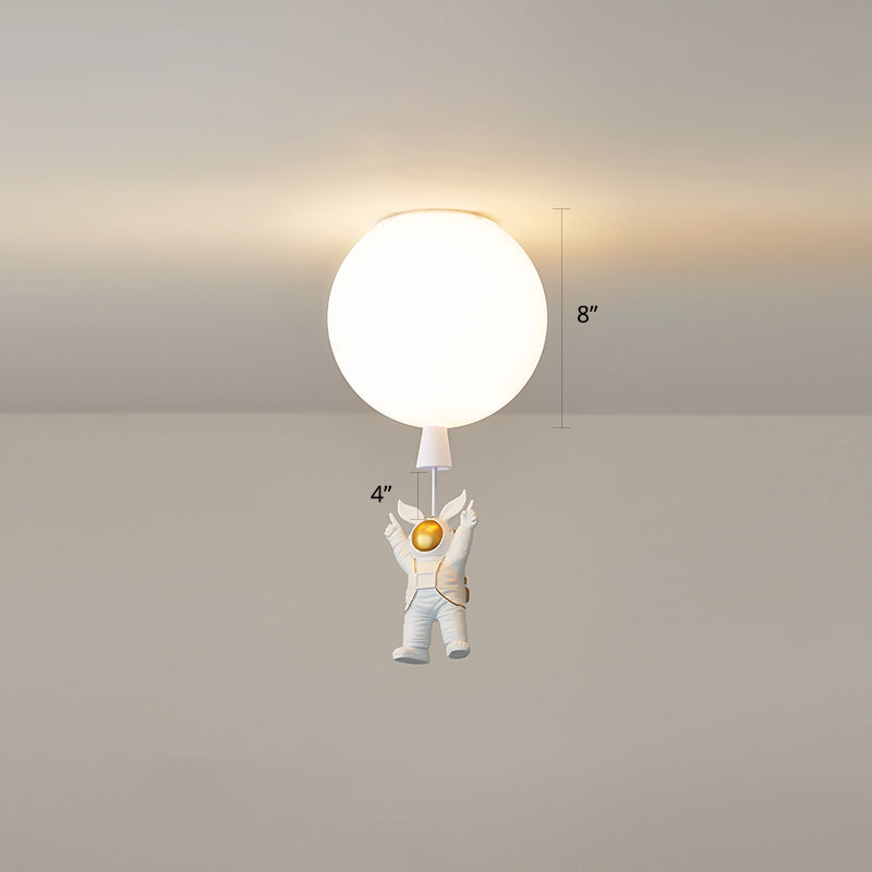 Creative Balloon Ceiling Mount Light Silica Gel 1 Bulb Bedroom Flush Light with Astronaut Decoration White 8" C Clearhalo 'Ceiling Lights' 'Close To Ceiling Lights' 'Close to ceiling' 'Flush mount' Lighting' 2282366