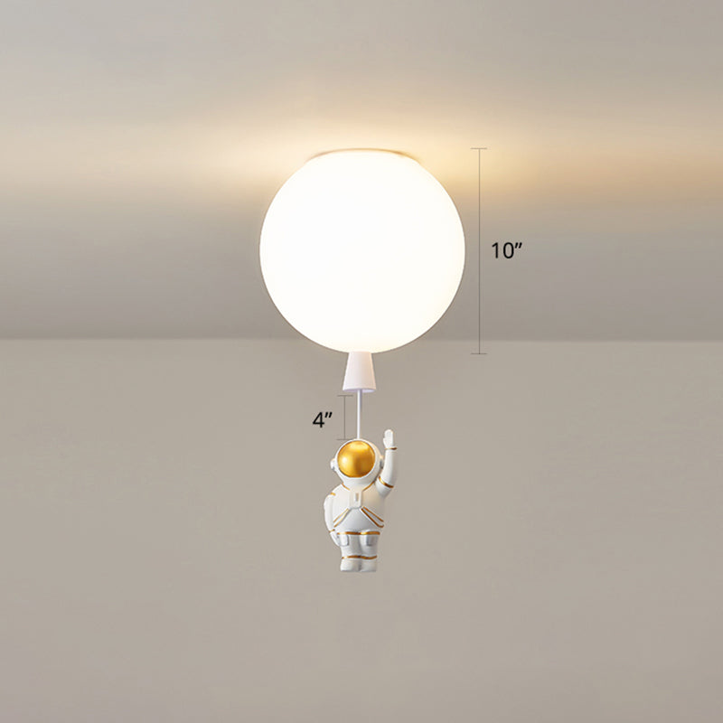Creative Balloon Ceiling Mount Light Silica Gel 1 Bulb Bedroom Flush Light with Astronaut Decoration White 10" A Clearhalo 'Ceiling Lights' 'Close To Ceiling Lights' 'Close to ceiling' 'Flush mount' Lighting' 2282367